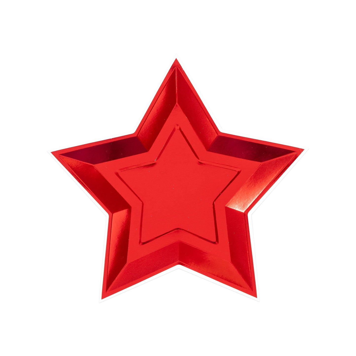 BLUE AND RED FOIL STAR SHAPED PAPER PLATE
