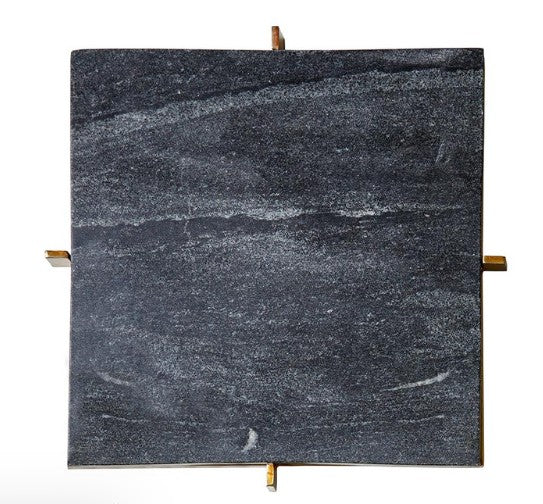 Black Marble Tray with Metal Stand