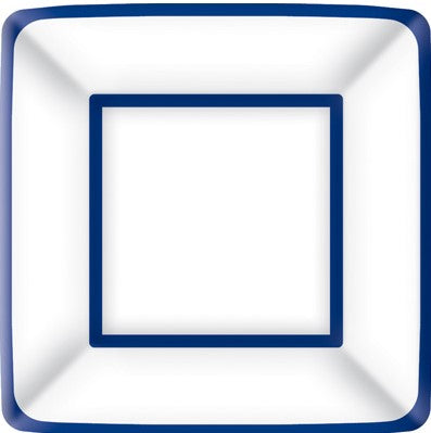 Classic Linen Dark Blue/White Square Dessert Plates - Set of 8 Plates