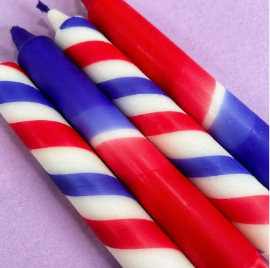 PATRIOTIC Dip Dye Dinner Candles - Set of 4