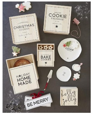 Holiday Christmas Cookies Wood Bakery Box