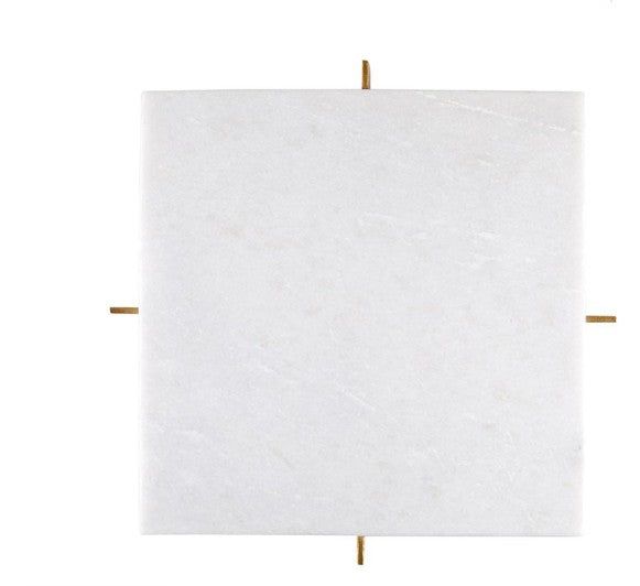White Marble Tray with Metal Stand