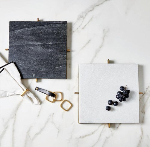 Black Marble Tray with Metal Stand