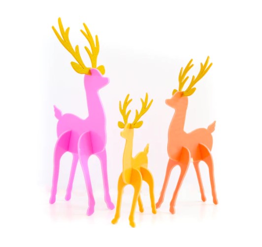 Pink and Coral Acrylic Reindeer Set