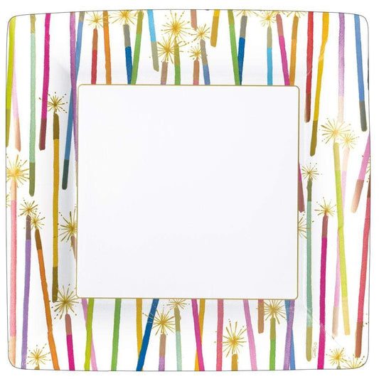Party Candles Square Paper Dinner Plate