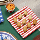 Red and White Stripe Square Paper Dinner Plates