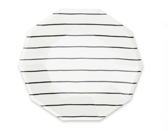 Black Large Striped Plates