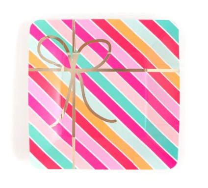 Stripe Christmas Gift Paper Plate Set