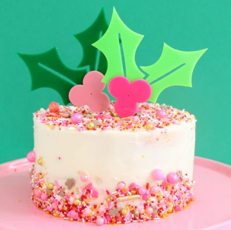 Holly and Berry Acrylic Christmas Cake Topper