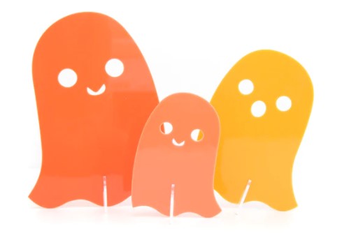 Orange Acrylic Ghost Decorations - Set of 3