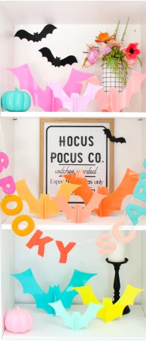 Orange Acrylic Bat Decorations - Set of 3