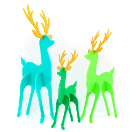 Green and Blue Acrylic Reindeer Set