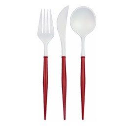 Red Bella Assorted Plastic Cutlery 24pc, Service for 8