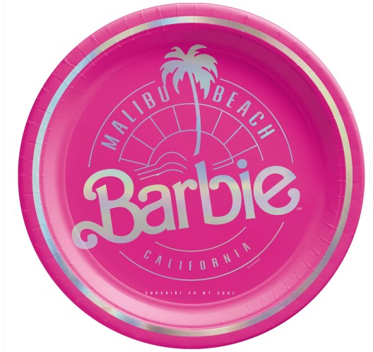 Barbie 7" Round Metallic Plates
