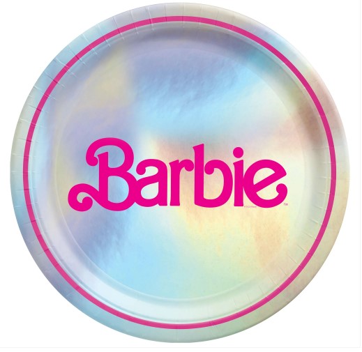 Barbie 9" Round Metallic Plates