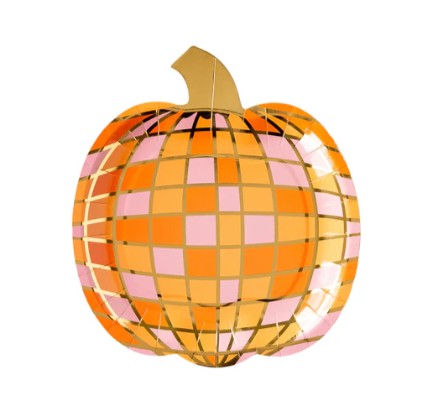 Disco Pumpkin Shaped Paper Plate