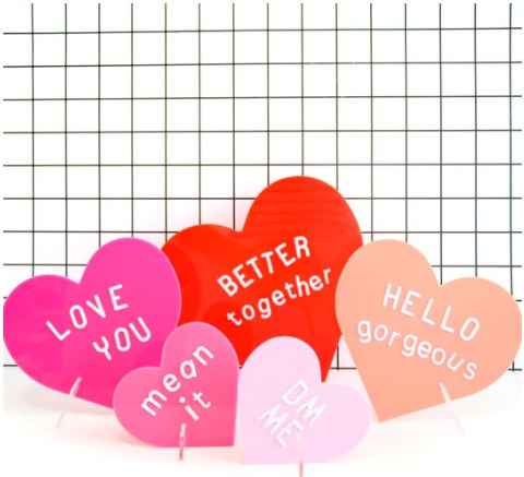 Acrylic hearts - customize with stickers (included)