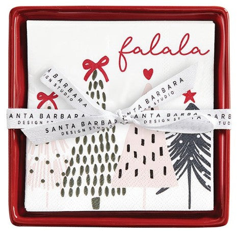 Ceramic Napkin Tray + Napkins - Trees