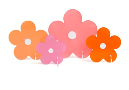 Pink and orange acrylic daisies