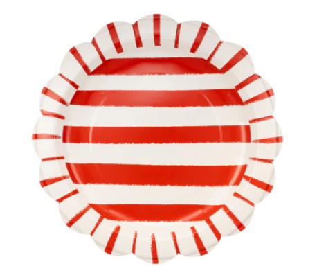 Red Striped Paper Plate - 11"