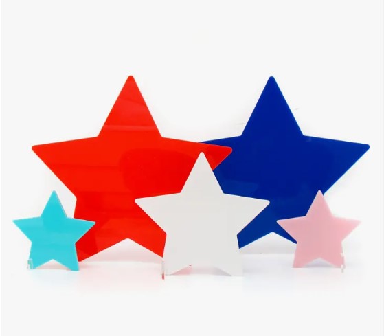 Red, white, and blue acrylic stars decor