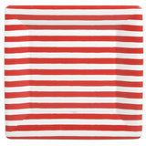 Red and White Stripe Square Paper Dinner Plates