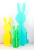 Acrylic Bunny Decorations - Blue Green (set of 3)