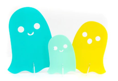 2022 Blue Set Opaque Acrylic Ghost Decorations - Set of 3