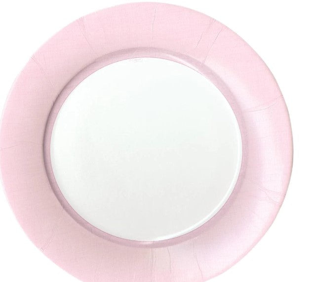 Linen Border Paper Dinner Plates in Petal Pink - 8 Per Package