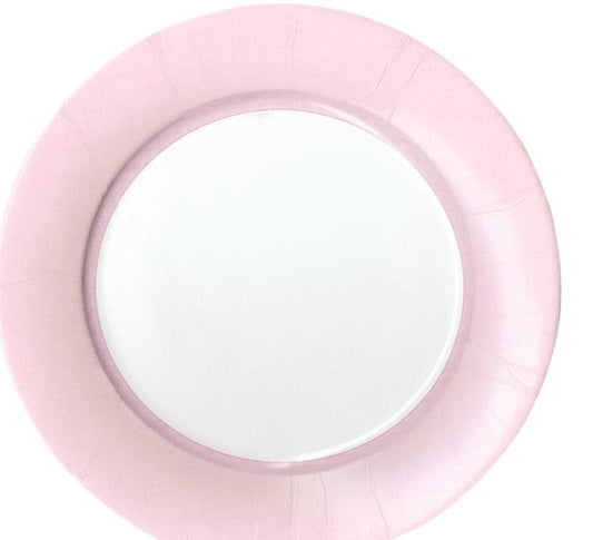 Linen Border Paper Dinner Plates in Petal Pink - 8 Per Package