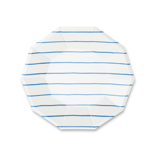 Cobalt Frenchie Small Striped Plates