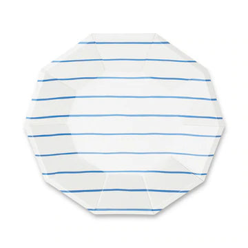 Cobalt Frenchie Striped Large Plates