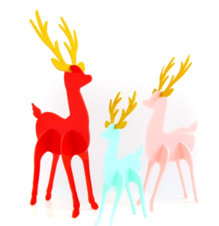 Red and Pink Acrylic Reindeer Set