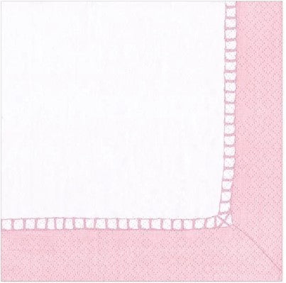 Linen Border Paper Cocktail Napkins in Petal Pink - 20 Per Package