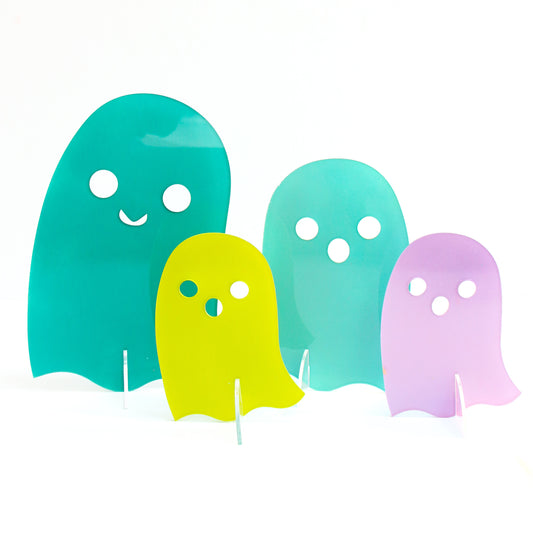 2021 Blue Set Opaque Acrylic Ghost Decorations - Set of 4