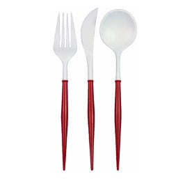 Red Bella Assorted Plastic Cutlery  24pc, Service for 8